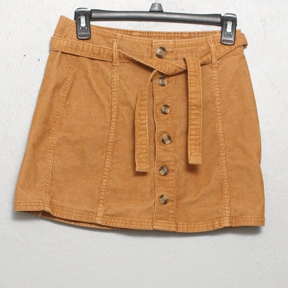 American Eagle camel tan corduroy button belted mini skirt - Picture 1 of 7